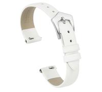 QUARKZMAN 12mm Weiße Echte Leder Armbanduhr Bänder Schnellwechsel Flach Dünn Elegant Leder Armband Ersatzbänder Mit Silber Edelstahl Verschluss Für Frauen