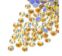 QUARKZMAN 1440 Stk Hotfix Strasssteine Flachrücken Kristallglassteine für Basteln Kleidung DIY Dekoration (SS16 4mm, Gelb)