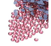 QUARKZMAN 1440 Stück Hotfix Strasssteine Flachrücken Kristallglassteine für Basteln Kleidung DIY Dekoration (SS12 3,2 mm, Rosa Rot)