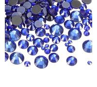 QUARKZMAN 1450 Stk Hotfix Strasssteine Flatback Kristallglas Edelsteine mit klarem Beutel Nagelkunst Set für Basteln Kleidung DIY Dekoration 5 Größen (SS6-SS30 Set, Dunkelblau)