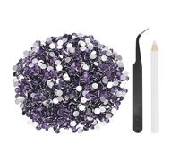 QUARKZMAN 1500 Stück Flachrücken Strasssteine Resin SS30 6mm Resin Strasssteine Großhandel Runde Glitzersteine Mit Aufnahmewerkzeugen Für DIY Nageldesign Tumbler Tassen Kleidung Hellviolett