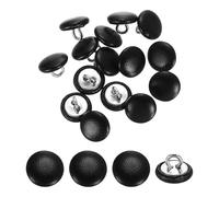 QUARKZMAN 15Stk Lederbezogene Knöpfe 11.5mm 18L Runde Metallknöpfe Zum Annähen Für Kleidung Mäntel Hüte Sofa Deko DIY Bastelbedarf Schwarz