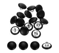 QUARKZMAN 15Stk Lederbezogene Knöpfe 12.5mm 20L Runde Metallstiel Nähnähte Zum Annähen Für Kleidung Mäntel Hüte Sofa Dekoration DIY Bastelbedarf Schwarz