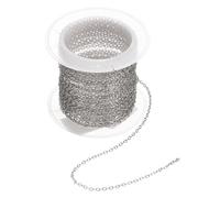 QUARKZMAN 16.4 Fuß/5 Edelstahlkette Schmuckkette 1.6x0.4mm Cuban Link Chain Flache Glieder Cross Cable Chains Für DIY Schmuckherstellung Zubehör Silber