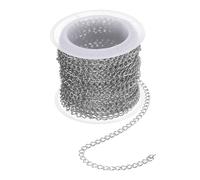 QUARKZMAN 16,4 Fuß/5 Meter Edelstahl Curb Chain 4x3x0,6mm Cuban Link Chain Verdrehte Links Cross Cable Chains Für DIY Schmuckherstellung Zubehör Silber