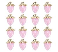 QUARKZMAN 16 Stück Erdbeer-Anhänger 31x23mm Acryl Erdbeer-Anhänger 3D Frucht Niedlicher Schmuck Deko Für Schmuckherstellung Ohrringe Halskette Armbänder DIY Bastelbedarf Pink