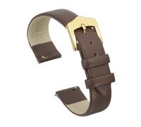 QUARKZMAN 16mm Braune Echte Leder Armbanduhr Ersatzarmband Flach Dünn Elegant Leder Armband Mit Gold Edelstahl Verschluss Für Damen