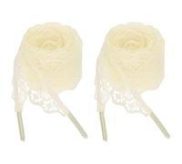 QUARKZMAN 2 Paar Flache Schnürsenkel 2.2 Cm Breit 120 Cm Lange Dekorative Band Schleifen Schnürsenkel Vintage Spitze Für Damen Sneaker Stiefel Beige