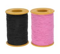 QUARKZMAN 2 Stück Elastisches Nähgarn 500m 0,5mm Dicke Latex Schneiderei Handwerk Nähgarn für Handnähen, Sammeln, Stickerei, Nähmaschine, Schwarz & Pink
