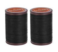 QUARKZMAN 2 Stück Gewachst Nähgarn für Nähmaschine, 0,55mm x 80m, Runder Wachsfaden, Sattlergarn, Polyester Garn für Leder Nähen, Buchbinden, Reparatur, geflochtene Armbänder, Schwarz
