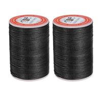 QUARKZMAN 2 Stück Gewachst Nähgarn für Nähmaschine, 0,65mm x 85m, Runder Wachsfaden, Sattlergarn, Polyester Garn für Leder Nähen, Buchbinden, Reparatur, geflochtene Armbänder, Schwarz