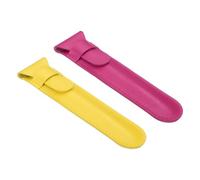 QUARKZMAN 2 Stück Leder Etui Für Stifte Klapp Einzel Stift Hülle Schutzhülle Für Füllfederhalter Kugelschreiber Bleistifte Touch Schreibtisch Zubehör Rose/Gelb
