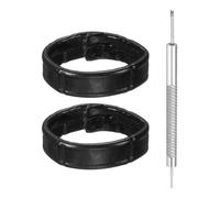 QUARKZMAN 2 Stück Leder Uhrenarmband Schlaufen 24mm, Schwarz