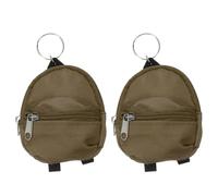 QUARKZMAN 2 Stück Mini Schlüsselanhänger Rucksäcke 11.3 cm x 6 cm Niedliche Canvas Münztasche Kleines Portemonnaie Schlüsselanhänger Beutel Kosmetik Makeup Tasche Für Kopfhörer Braun