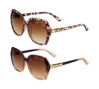 QUARKZMAN 2 Stück Sonnenbrillen Für Frauen Männer PC Großer Quadratischer Rahmen Modische Sonnenbrillen Sonnenschutzbrillen Für Autofahren Einkaufen Und Fotografieren Tan & Shell