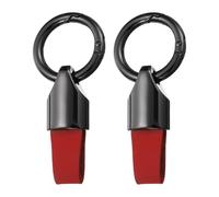 QUARKZMAN 2 Stücke Auto Schlüsselring Clip 3.1" x 1.4" Kleines Leder Schlüsselanhänger Key Fob Key Fob Zubehör Mit Schlüsselringen Für Haus Auto Schlüssel Gunmetal Rot