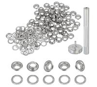 QUARKZMAN 20 Sets Ösen Werkzeug Kit, 4,5mm Kupfer Ösen Set, Metallösen Hohlnieten Grommets Tülle mit Metallbasis Stanz für Segeltuch Planen Leder Zelte Markisen DIY Handwerk, Silber