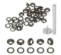QUARKZMAN 20 Sets Ösen Werkzeug Kit, 4,5mm Kupfer Ösen Set, Metallösen Hohlnieten Grommets Tülle mit Metallbasis Stanz für Segeltuch Planen Leder Zelte Markisen DIY Handwerk, Schwarz