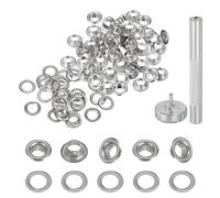 QUARKZMAN 20 Sets Ösen Werkzeug Kit, 4mm Kupfer Ösen Set, Metallösen Hohlnieten Grommets Tülle mit Metallbasis Stanz für Segeltuch Planen Leder Zelte Markisen DIY Handwerk, Silber