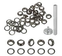 QUARKZMAN 20 Sets Ösen Werkzeug Kit, 6mm Kupfer Ösen Set, Metallösen Hohlnieten Grommets Tülle mit Metallbasis Stanz für Segeltuch Planen Leder Zelte Markisen DIY Handwerk, Schwarz