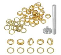 QUARKZMAN 20 Sets Ösen Werkzeug Kit, 6mm Kupfer Ösen Set, Metallösen Hohlnieten Grommets Tülle mit Metallbasis Stanz für Segeltuch Planen Leder Zelte Markisen DIY Handwerk, Gold