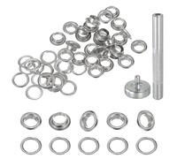 QUARKZMAN 20 Sets Ösen Werkzeug Kit, 6mm Kupfer Ösen Set, Metallösen Hohlnieten Grommets Tülle mit Metallbasis Stanz für Segeltuch Planen Leder Zelte Markisen DIY Handwerk, Silber