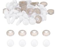 QUARKZMAN 20 Stück 8mm/0.32in Sicherheitsaugen Bulk Für Häkeln Plastik Häkelpuppen Augen Mit Unterlegscheiben Für Plüschbär DIY Stoffpuppe Plüschnähwerk Halloween Handarbeit Weiß