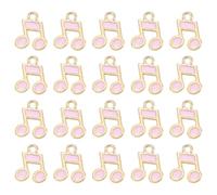 QUARKZMAN 20 Stück Emaille Musik Charme, 14 x 11mm Musikalisches Noten Symbol Metall Bulk Legierung Noten Anhänger für Armband Ohrring Halskette Schlüsselanhänger DIY, Pink