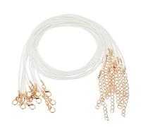 QUARKZMAN 20 Stück Gewachste Halskette, 45cm x 1.5mm Geflochtene Schnur Großhandel Lederband Kette Halskettenschnur mit Verschluss für Armbänder Halsketten DIY Schmuckband, Weiß