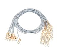 QUARKZMAN 20 Stück Gewachste Halskette, 45cm x 1.5mm Geflochtene Schnur Großhandel Lederband Kette Halskettenschnur mit Verschluss für Armbänder Halsketten DIY Schmuckband, Grau