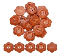 QUARKZMAN 20 Stück Knöpfe Holz 34mm Holzknöpfe Blumenform Holz Knöpfe 2 Loch Dekorative Nähknöpfe Zum Annähen für Strickjacke DIY Basteln Kleidung Handarbeit Rot Braun