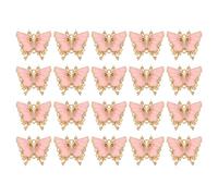 QUARKZMAN 20 Stück Mini Schmetterling Anhänger Metall Vergoldet Schmetterling Anhänger Mit Diamant Für Schmuckherstellung DIY Armband Halskette Ohrring Schlüsselanhänger Pink 23x26mm