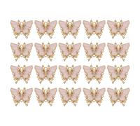 QUARKZMAN 20 Stück Mini Schmetterlingsanhänger Metall Gold Beschichtet Mit Diamant Für Schmuckherstellung DIY Armband Halskette Ohrring Telefonzubehör Schlüsselanhänger Hellviolett 23x26mm