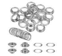 QUARKZMAN 20 Stück Ösen 12mm Kupfer Ösen Metallösen Rostfrei Einschlagösen Grommet Befestigungsösen für Planen Banner Leder Stoff Schuhe Handtaschen Vorhänge Bastel, Silber