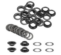 QUARKZMAN 20 Stück Ösen 14mm Kupfer Ösen Metallösen Rostfrei Einschlagösen Grommet Befestigungsösen für Planen Banner Leder Stoff Schuhe Handtaschen Vorhänge Bastel, Hellschwarz