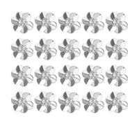 QUARKZMAN 20 Stück Pailletten Blumen Applikationen 0.98 Inch Handgemachte Stickerei Nähen Perlen Patches Mini Strass Applikationen Für DIY Basteln Kleidung Taschen Haarbänder Schuhe Silber