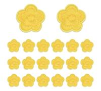 QUARKZMAN 20 Stück Selbstklebende Blumen-Applikationen 1.18 Zoll Niedliche Bestickte Blumen-Applikation Zum Aufnähen Auf Kleidung Jacken Rucksäcke Schuhe DIY-Accessoires Taschen Golden