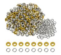 QUARKZMAN 200 Satz Runde Ösen Set, 5mm Loch Metallösen mit Unterlegscheiben für Planen Scrapbooking Schuhe Kleidung Leder Leinwand DIY Projekt Tasche (Gelb)