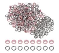QUARKZMAN 200 Satz Runde Ösen Set, 6mm Loch Metallösen mit Unterlegscheiben für Planen Scrapbooking Schuhe Kleidung Leder Leinwand DIY Projekt Tasche (Rosa)