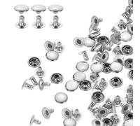 QUARKZMAN 200 Sets 8mm Leder Nieten Set, Einzelkappen Hohlnieten Kohlenstoffstahl Rundkopf Snaps Röhrenförmige Metallstifte für Gürtel Dekoration Kleidung DIY Handwerk (Silber)