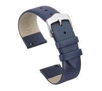 QUARKZMAN 20mm Blaue Echte Leder Armbanduhr Bänder Schnellwechsel Flach Dünn Elegant Leder Uhr Armband Ersatzbänder Mit Silber Edelstahl Verschluss Für Männer Frauen