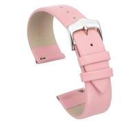 QUARKZMAN 20mm Pink Echtes Leder Armband Für Uhren Schnellwechsel Flach Dünn Elegant Leder Armband Ersatzarmband Mit Silber Edelstahl Verschluss Für Damen Herren