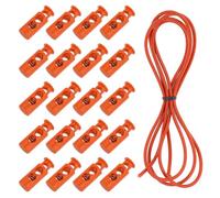 QUARKZMAN 25 Stück Kordelstopper 2 Loch mit 1 Meter Elastischem Schockseil, Kunststoff Seilstopper Feder Knebelverschluss mit Stretch Kordelzug für Rucksack Taschen Paracord, Orange