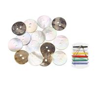 QUARKZMAN 25Stk Natürliche Muschelknöpfe 2 Loch 18mm Perlmuttknöpfe Mit Nähgarn Set Für Hemden Mäntel Anzüge Jacken Jeans Röcke DIY Nähhandwerk Braun/Beige