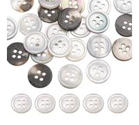 QUARKZMAN 26 Stück Runde Natürliche Muschelknöpfe 11.5mm 4 Löcher Perlmutt Bastel Muschelknöpfe Für Kleidung Hemden Kleider Nähen DIY Basteln Silber Weiß
