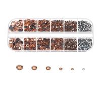 QUARKZMAN 2620 Stk Hotfix Strasssteine Flatback Kristallglassteine mit Box Nagelkunst Set für Basteln Kleidung DIY Dekoration 5 Größen (SS6-SS30 Set, Champagner, Hellweiß)