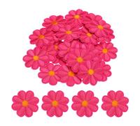 QUARKZMAN 30 Stück Blume Patches zum Aufbügeln, 40mm Florale Bestickte Aufnäher zum Aufbügeln, Flicken Aufnäher für Hut Jeans Kleidung Rucksäcke DIY Zubehör (Rosenrot)