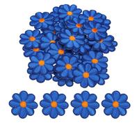 QUARKZMAN 30 Stück Blume Patches zum Aufbügeln, 40mm Florale Bestickte Aufnäher zum Aufbügeln, Flicken Aufnäher für Hut Jeans Kleidung Rucksäcke DIY Zubehör (Dunkelblau)