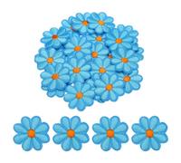 QUARKZMAN 30 Stück Blume Patches zum Aufbügeln, 40mm Florale Bestickte Aufnäher zum Aufbügeln, Flicken Aufnäher für Hut Jeans Kleidung Rucksäcke DIY Zubehör (Blau)