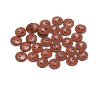 QUARKZMAN 30 Stück Knöpfe 10mm Holzknöpfe 2 Loch Buttons, Bastelknöpfe Rund Nähknöpfe Schüsseltyp Gepunktete Linie Ersatzknöpfe für Dekoration Mäntel Kleidung Strickjacke, Red Brown